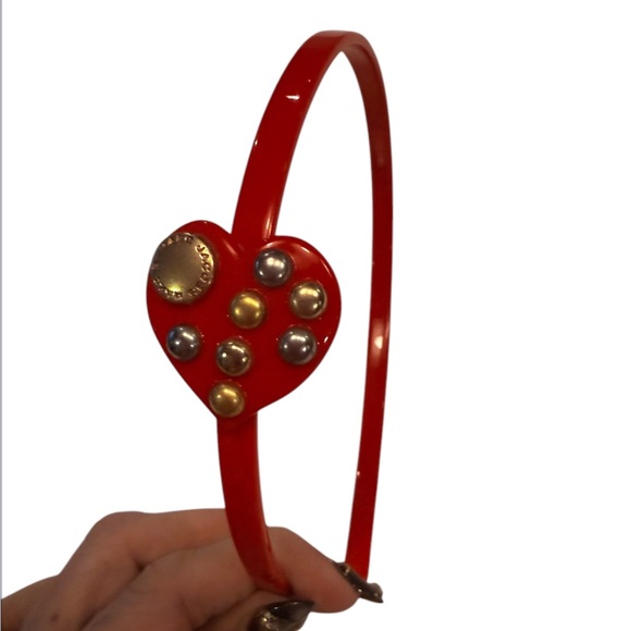 Marc By Marc Jacobs Y2K Vintage Red Heart Studded Headband MSRP $148 - Picture 1 of 6
